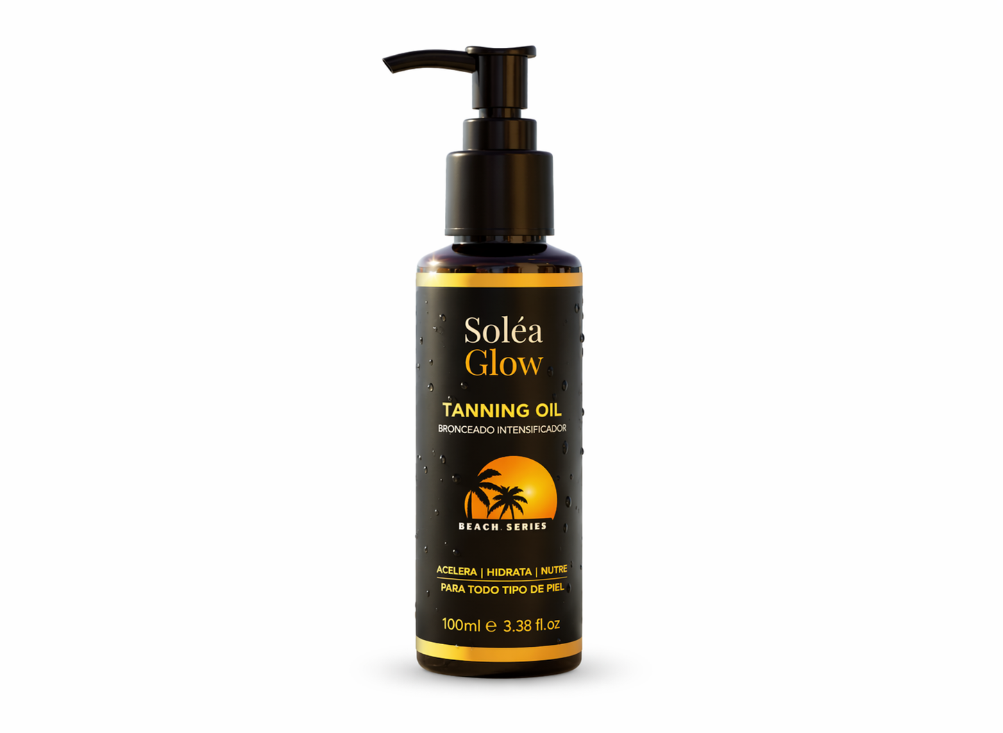 Aceite bronceador,rápido con efecto glow.