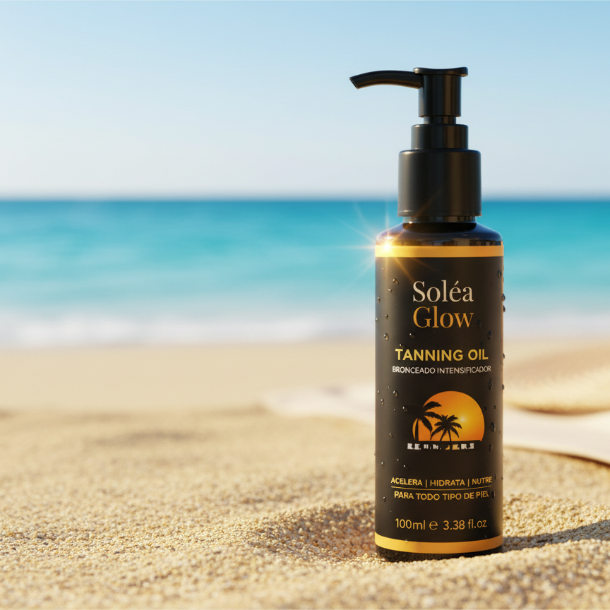 Aceite bronceador,rápido con efecto glow.